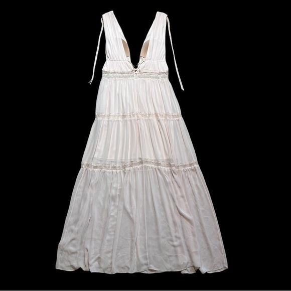 Watters Blush Inna Chiffon Deep V Bridesmaids Formal Dress US 12 - Picture 8 of 8